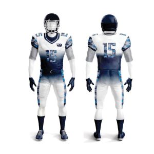 Custom American football uniforms for teams & leagues. Sublimation printing, mesh fabrics, free design service. MOQ 1 piece. Get your quote today.
