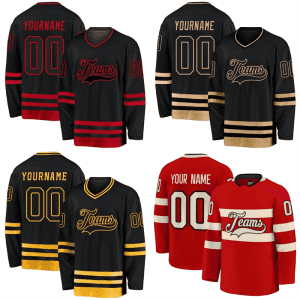 Custom Embroidered Hockey Jerseys Team Sublimation Hockey Uniform Digital Print Jersey Tackle Twill Hockey Shirt