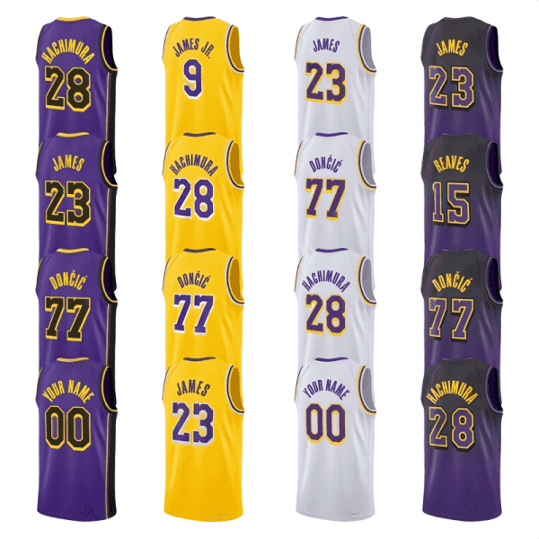 New Los Angeles Basketball Jerseys Sewn Logo Embroidered Jersey Customized Jerseys with Logo