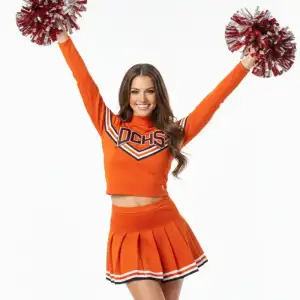 Custom American Cheer Uniform - Orange Long Sleeve Youth Set