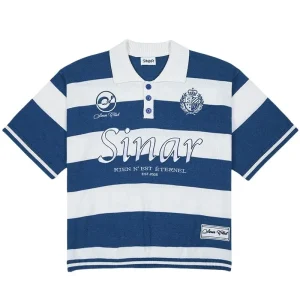 Custom Logo Men’s Knitted Polo Sweater – Football Stripe Knit Top