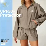 Women's Quick Dry Hooded Oversized Jacket & Shorts Tracksuit Set