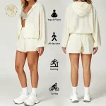 Women's Quick Dry Hooded Oversized Jacket & Shorts Tracksuit Set