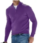 Men's Quarter Zip Knitted Polo Sweater - Long Sleeve Custom Logo