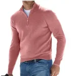 Men's Quarter Zip Knitted Polo Sweater - Long Sleeve Custom Logo