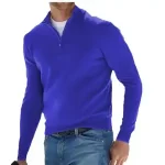 Men's Quarter Zip Knitted Polo Sweater - Long Sleeve Custom Logo