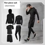 Men's Quick Dry Gym Suit - Long Sleeve 3-Piece Set with Yoga Tights