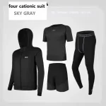 Men's Quick Dry Gym Suit - Long Sleeve 3-Piece Set with Yoga Tights