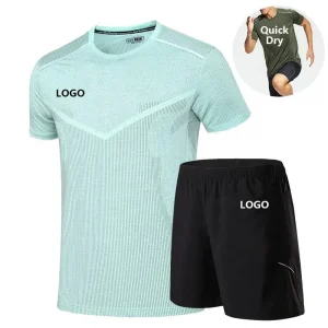 Men’s Quick Dry Short Sleeve Running Shorts Suit – Gym Sportswear