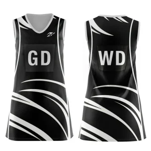 OEM Blank Sublimated Black Netball Uniform Set for Youth