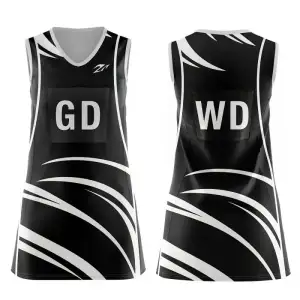 OEM Blank Sublimated Black Netball Uniform Set for Youth