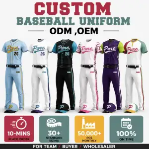 PURE Custom Baseball Uniform - Vintage Stripe Full Button Team Set