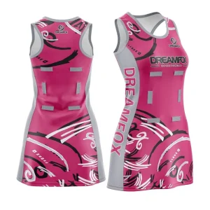 Custom Spandex Polyester Netball Dress for Women – Pink Kit
