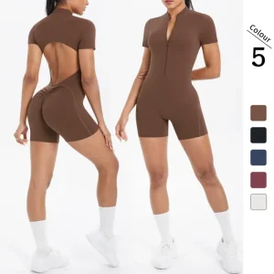 YS001 Sports Bodysuit & Jumpsuit – One-Piece Zip Yoga Suit for Women