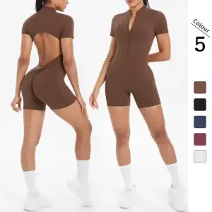 YS001 Sports Bodysuit & Jumpsuit - One-Piece Zip Yoga Suit for Women
