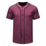 Youth Button Front Baseball Jersey - Contrast Trim Team Shirt