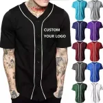 Youth Button Front Baseball Jersey - Contrast Trim Team Shirt